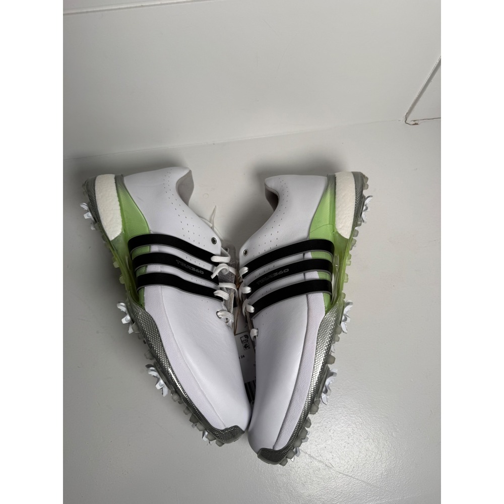 Adidas Tour360 24 Golf Shoes Womens White Black Lime Green Spiked‎ NEW size 7.5 - Picture 7 of 16